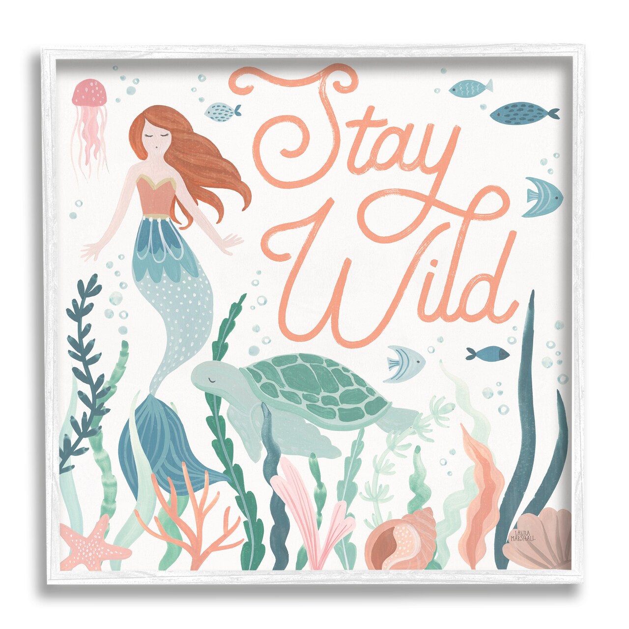 Stupell Industries Stay Wild Seafloor Mermaid Framed Giclee Art